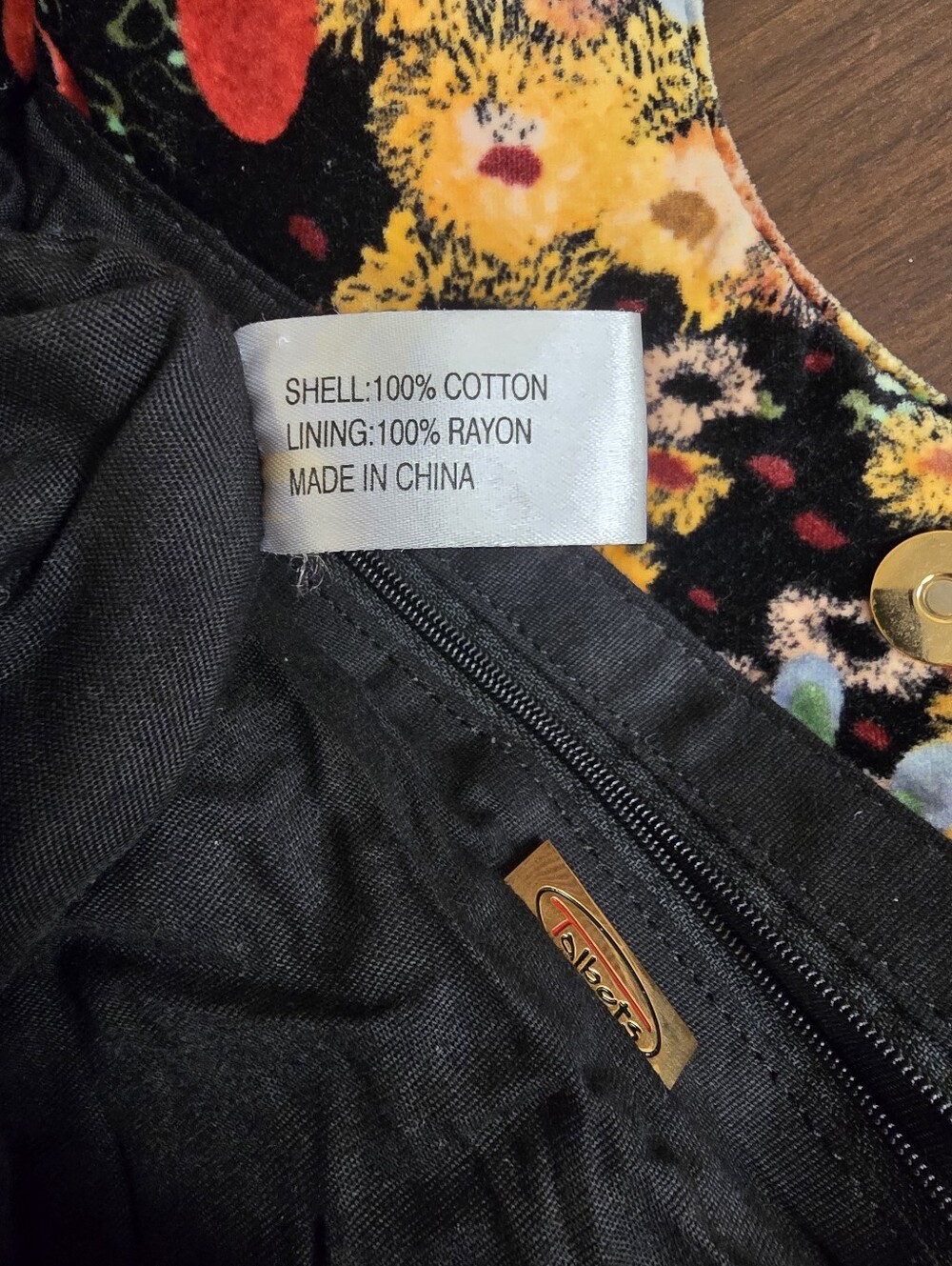 Talbots Floral Velvet Hobo Bag Black Gold Hardware - Picture 12 of 15